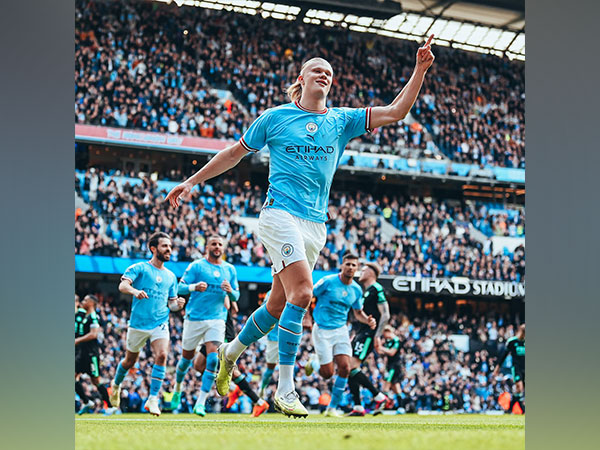 Erling Haaland celebrating a goal. (Photo- Manchester City)