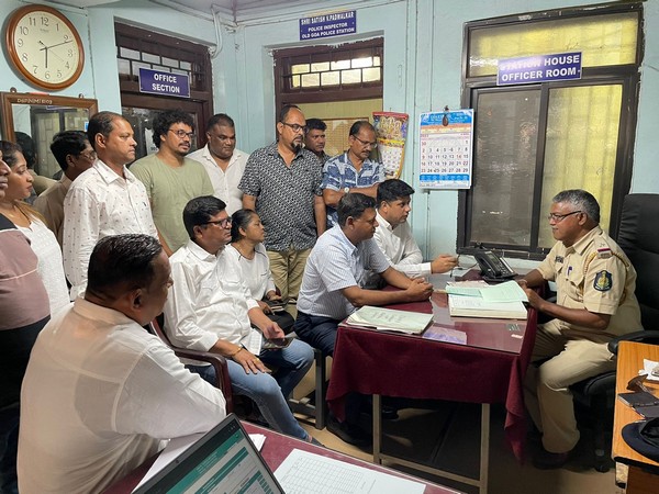 Detained Congress leaders at Old Goa police station (Photo/ANI)