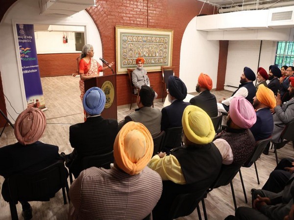 Finance Minister interacts with Sikh diaspora at India House. (Photo/Twitter: @SandhuTaranjitS)
