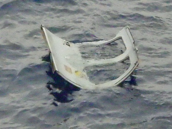 Unidentified object floating in the ocean near the site of military helicopter crash in Okinawa, Japan on April 6, 2023. (Photo/Reuters)