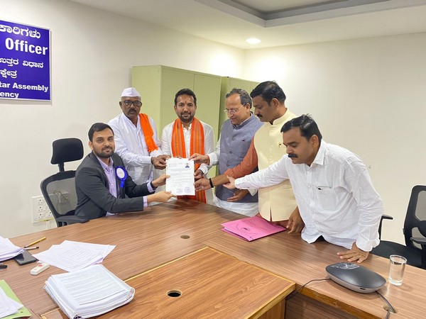 Chandrakanth Patil files nomination as BJP candidate from Gulbarga North Assembly constituency (Photo/ANI)