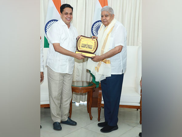 Kerala Assembly Speaker AN Shamseer meets Vice President Jagdeep Dhankar (Photo/ANI) 