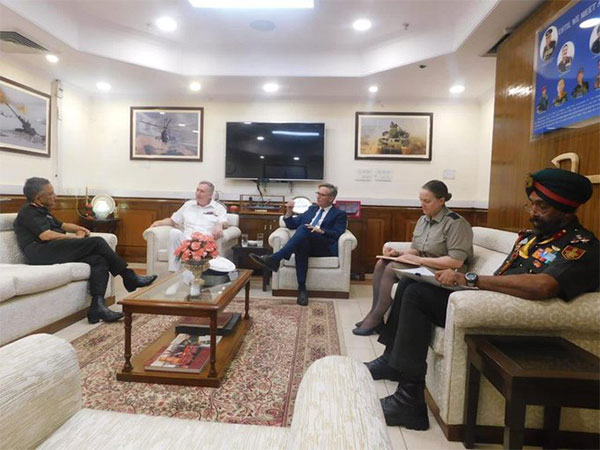 Chief of Defence Staff Gen Anil Chauhan with his British counterpart Admiral Tony Radakin. (ANI)