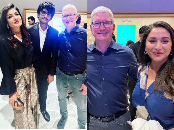 Raveena Tandon, Tim Cook, Madhuri Dixit (Image source: Instagram)