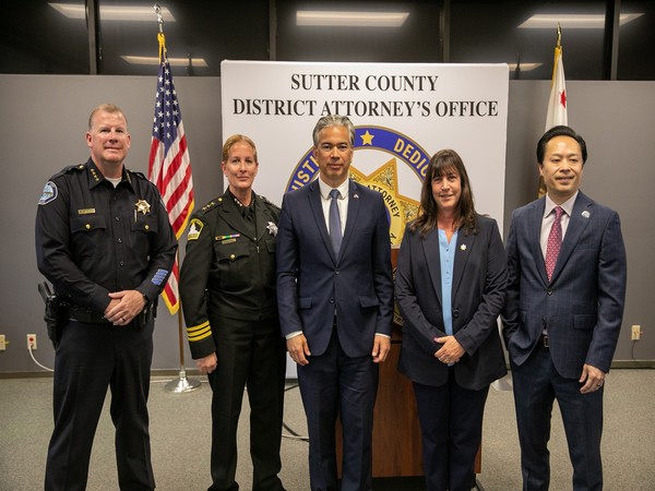 California Attorney General Rob Bonta with police officials 