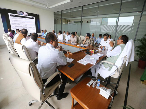 Madhya Pradesh CM Shivraj Singh Chouhan chairing meeting (Photo/ANI)