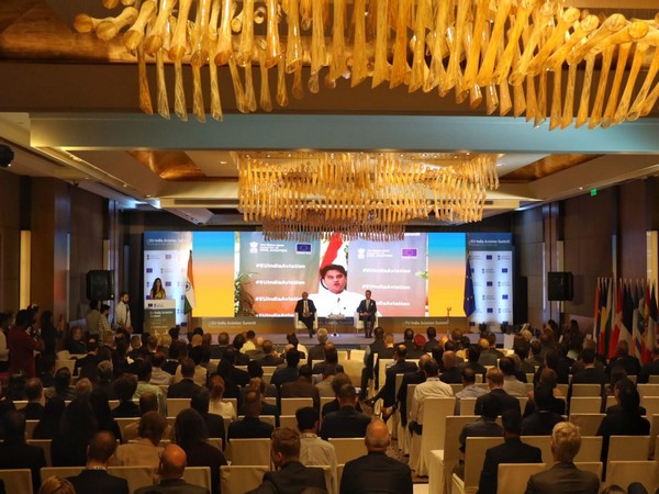 Union Minister of Civil Aviation and Steel Jyotiraditya Scindia addresses EU-India Aviation Summit (Image Credit: Twitter/@JM_Scindia)