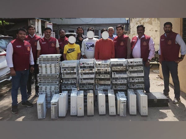 Delhi Police with the arrested individuals. (Photo/ANI)