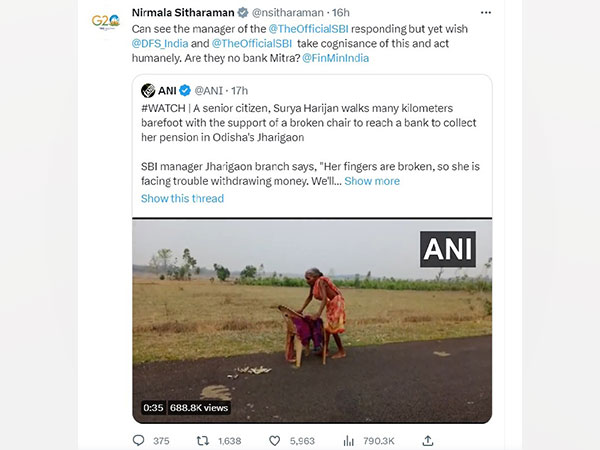 The tweet posted by Union finance minister Nirmala Sitharaman (Photo/@nsitharaman)