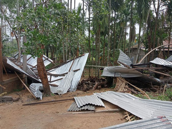 Visual of destruction caused due to severe storm in Assam. (Photo/ANI)