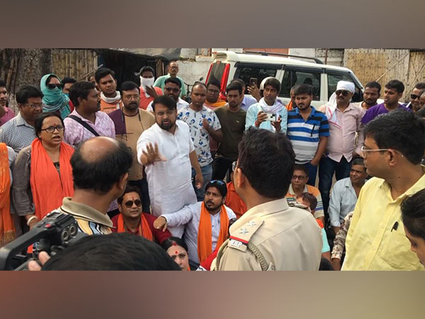 Visual of BJP workers protesting in Burnpur (Photo/ANI)