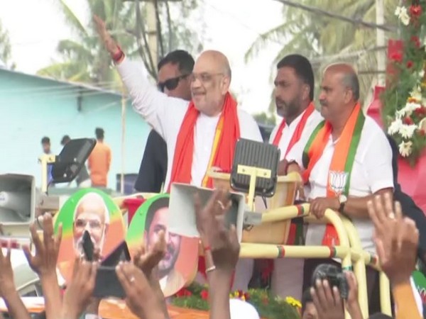 Amit Shah holds roadshow in Hassan (Photo/ANI)