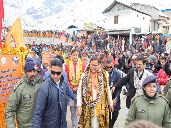 Uttarakhand CM Pushkar Singh Dhami today visited and offered prayers at Kedarnath temple. (Photo/ANI)