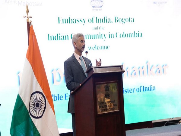 EAM S Jaishankar addressing Indian community in Bogota, Colombia. (Photo Credit - Twitter)