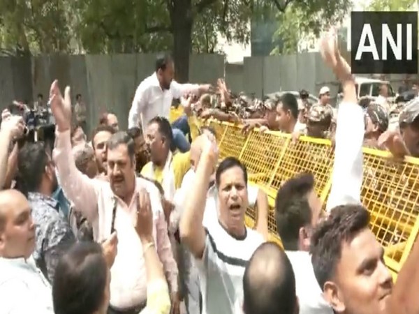 Visuals of BJP protest in Delhi (Photo/ANI)