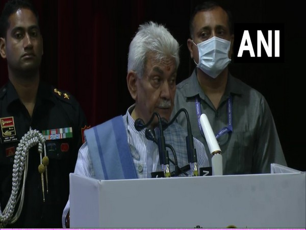 J-K LG Manoj Sinha addressing the conference in Jammu (Photo/ANI)