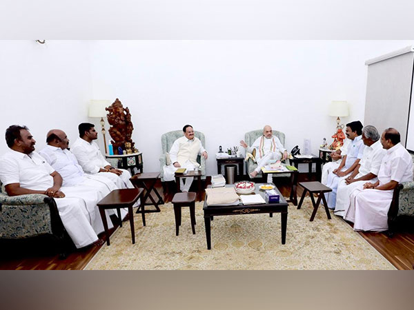 Union Home Minister Amit Shah meets AIADMK general secretary and other party leaders (Photo/ANI)