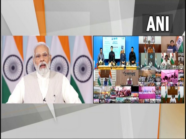 Prime Minister Narendra Modi speaks after inaugurating 91 FM transmitters in 84 districts across 18 states and 2 UTs. (Photo/ANI)