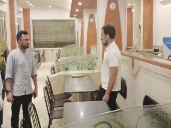 Rahul Gandhi at the ice cream parlour (Photo/ANI)