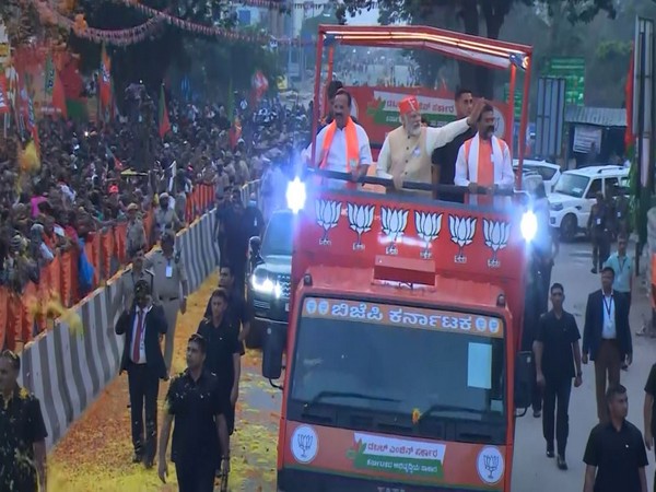 PM Modi during roadshow in Bengaluru (Photo/ANI)