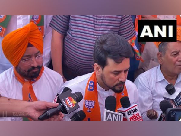 Union Minister Anurag Thakur speaking to media (Photo/ANI)