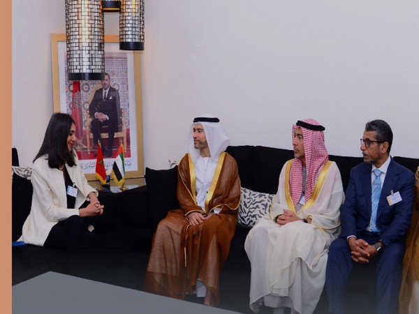 Mohamed Bin Hadi Al Hussaini, Minister of State for Financial Affairs of UAE with Morocco counterpart Nadia Fettah Alaoui (Image Credit: Twitter/@MOFUAE)