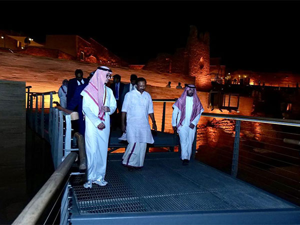 MoS V Muraleedharan at At-Turaif UNESCO World Heritage Site in Riyadh. (Photo Credit - Twitter)
