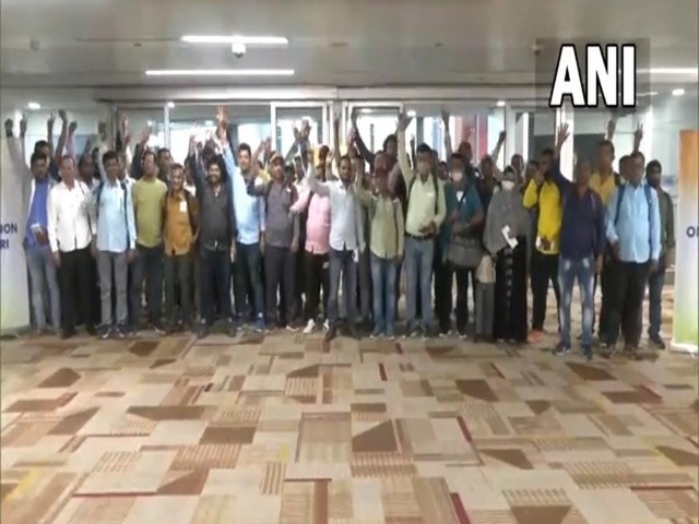 The group of 61 Indians who were rescued from Sudan reach New Delhi on Wednesday evening. (Photo/ANI)