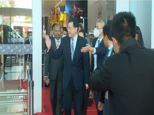 Chinese Foreign Minister Qin Gang arrives at Goa airport for the SCO FM meet on Thursday. (Photo/ANI)