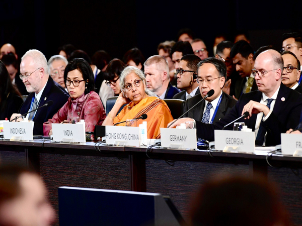 Union Finance Minister Nirmala Sitharaman at the ADB annual meeting on Thursday (Photo/@@FinMinIndia)