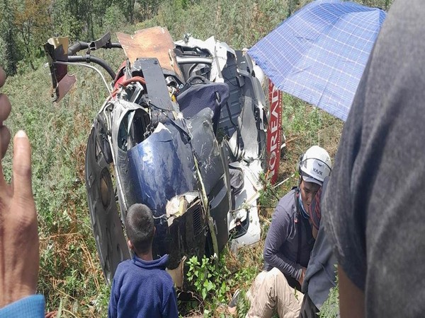 Helicopter crash in Sankhuwasabha District of Nepal. (ANI)