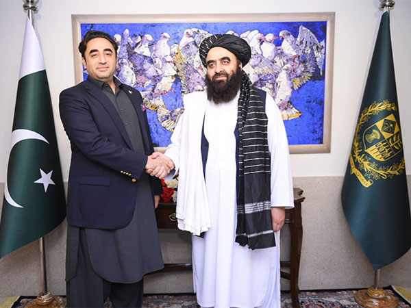 Pakistan Foreign Minister Bilawal Bhutto Zardari with Taliban's acting Foreign Minister Amir Khan Muttaqi. (Photo Credit - Twitter)