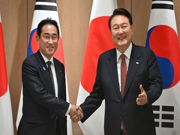 Japanese Prime Minister Fumio Kishida with South Korean President Yoon Suk-yeol. (Photo Credit - Reuters)