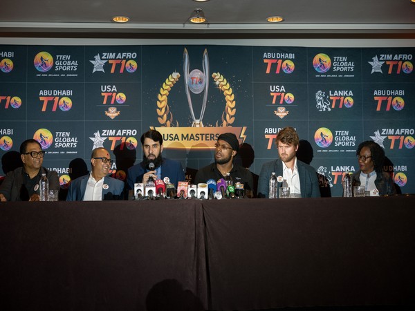 Former Pakistan captain Misbah-ul-Haq (Second from left) along with Corey Anderson (second from right) at launch of US Masters T10 League (Image: US Masters T10 League)