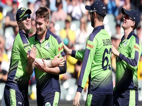 Josh Little celebrating with his Ireland teammates (Image: ICC)