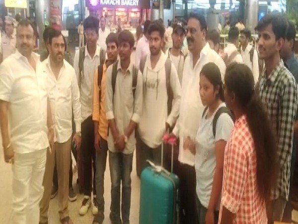 Manipur students arrived at Hyderabad airport (Photo/ANI)