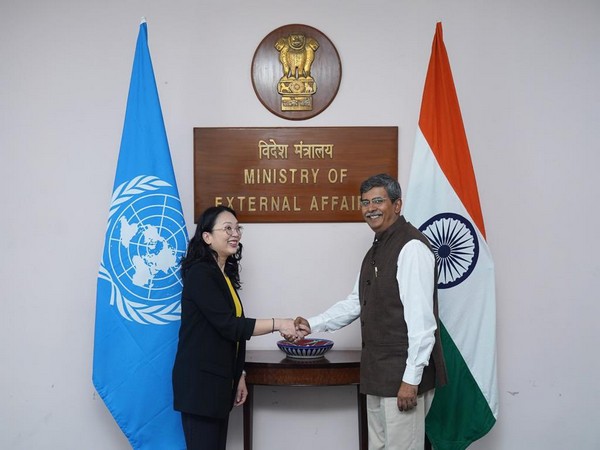 Athita Komindr, the Head of UNCITRAL with Special Secretary Prabhat Kumar. (Photo/Twitter: @MEAIndia)