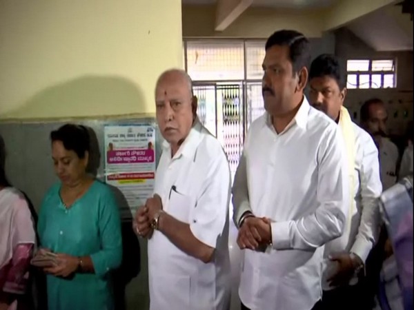 Former CM Yediyurappa casts vote in Shivamogga (Photo/ANI)