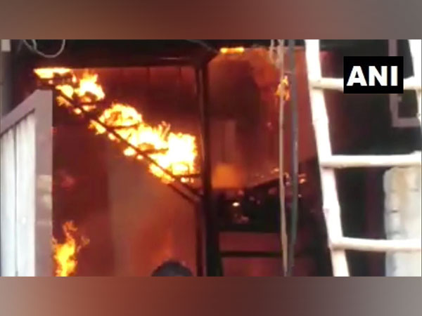 Fire at a disposable glass manufacturing factory in Rohtak, Haryana. (Photo/ANI)