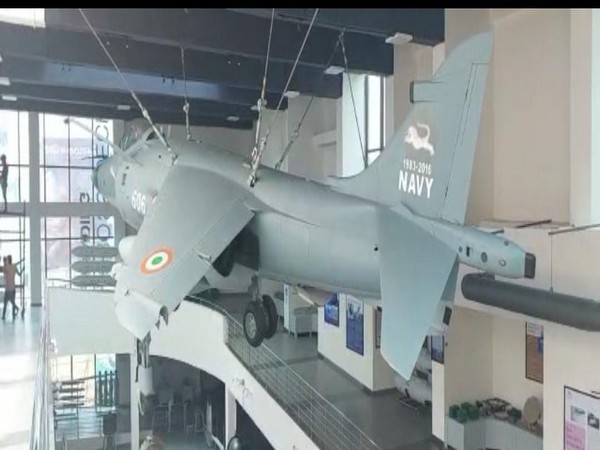 Sea Harrier fighter jet to be suspended from roof of what used to be Rajiv Smruthi Bhavan in Visakhapatnam. (Photo/ANI) 