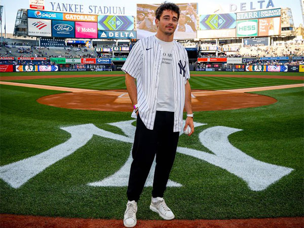 Charles Leclerc at the Yankees Stadium (Twitter: Photo/Yankees)