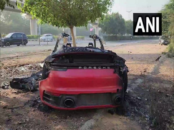 Speeding luxury car burnt to ashes (Photo/ANI)