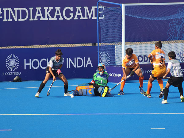 Hockey Haryana and Hockey Karnataka in action during Hockey India Sub-Junior Women National Championship 2023 (Image: HI)