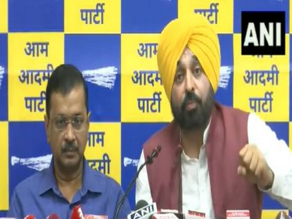 Delhi Chief Minister Arvind Kejriwal (left) and  Punjab Chief Minister Bhagwant Mann (right). (Photo/ANI)