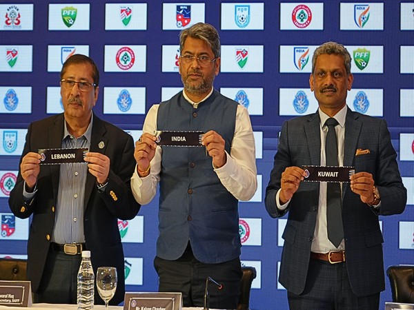  AIFF President Kalyan Chaubey, South Asian Football Federation General Secretary Anwarul Huq and AIFF Secretary General Shaji Prabhakaran at draw ceremony (Image: AIFF)
