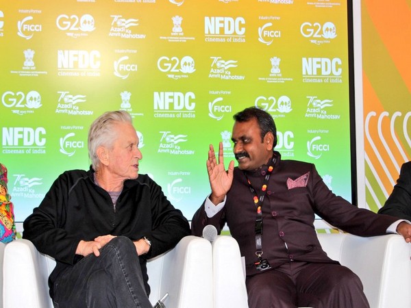 Actor Michael Douglas and Union Minister L Murugan  (Image source: Twitter)