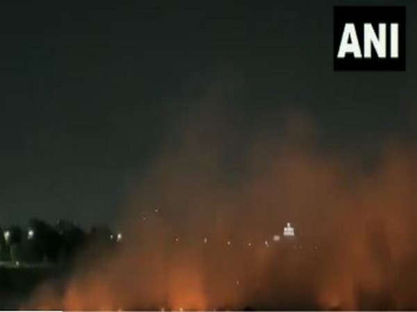 Fire breaks out at a dumping ground in Noida sector- 32 (Photo/ANI)