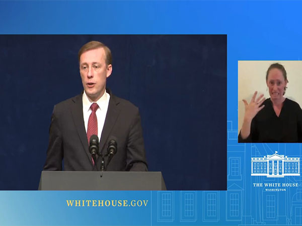 National Security Advisor of the US, Jake Sullivan addresses a media briefing. (Photo Credit: YouTube/White House)