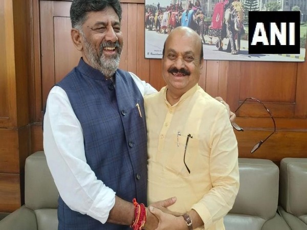 Karnataka Deputy CM DK Shivakumar with former CM Basavaraj Bommai (Photo/ANI)