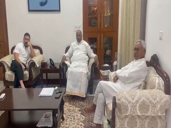 Nitish Kumar met on Mallikarjun Kharge, Rahul Gandhi in Delhi (Photo/ANI)